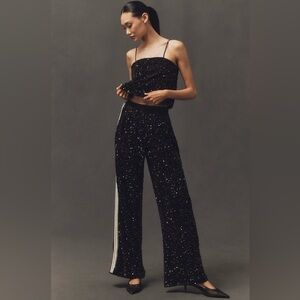 Bishop & Young Sequin Track Pants Anthropologie In: Black